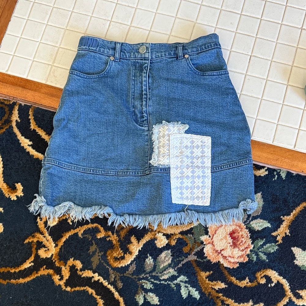 House of Holland Blue Frayed Mini Skirt- worn about‎ 2-3 times